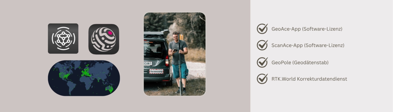 LiDAR Scanner | GPS Vermessungsgerät | 3D Scan App | GeoAce | ScanAce | Geodätenstab